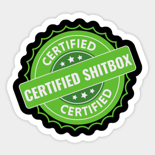 Certified Shitbox - Green Label With Stars And White Text Design Sticker